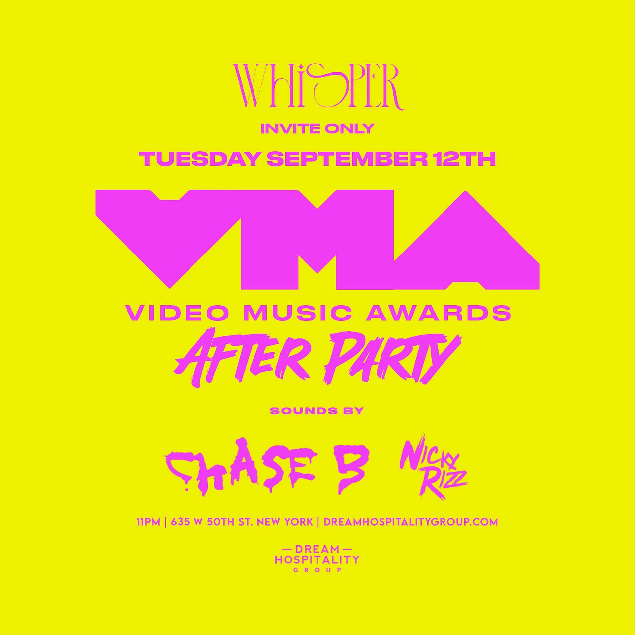 VMA AFTER PARTY WHISPER Tickets at WHISPER ROOM in New York by Dream