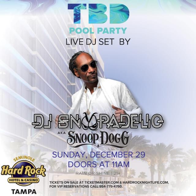 DJ Snoopadelic AKA Snoop Dogg Tickets at Hard Rock Tampa in Tampa by