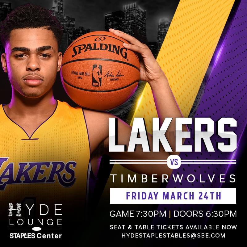 Lakers vs. Minnesota Timberwolves Tickets at Hyde STAPLES in Los