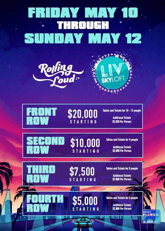 Rolling Loud on X: Bottles going up in the Loud Club tonight 🍾 Upgrades  are available if you have tickets already! Book Now 👉   Contact 👉 loudclub@rollingloud.com   / X