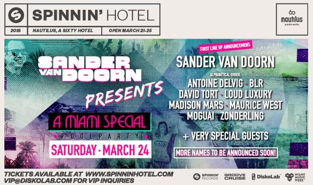 Spinnin' Hotel Announces Miami Music Week Pool Parties for 2018